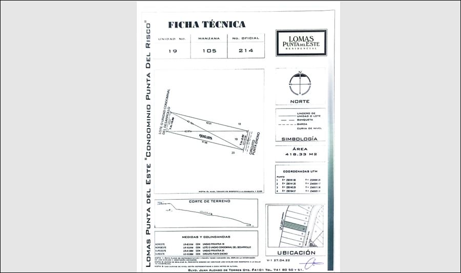 TERRENOS EN VENTA FRAC. LOMAS DE PUNTA DEL ESTE RESIDENCIAL